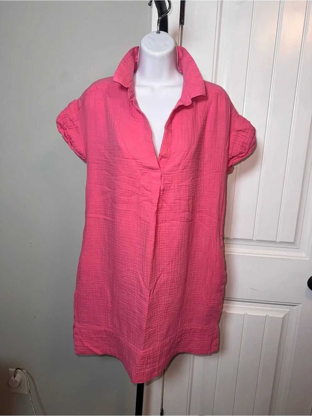 J Crew Size Small Oversized Relaxed Pink Women's VNeck Dress